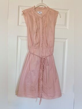 LOFT Light Pink Sleeveless Dress with Ruffles & Removable Tie — *runs small*